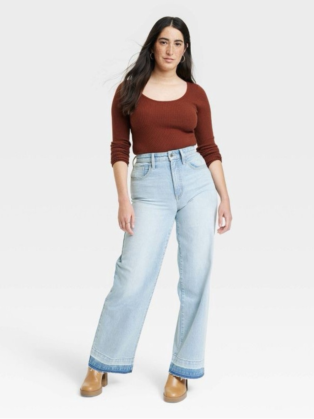 Women's High-Rise Wide Leg Jeans - Universal Thread Light Wash Size 12 Long